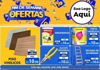 Modelo de Encarte para Encarte A4 Horizontal com o tema Fim de Semana de Ofertas para Material para Construção