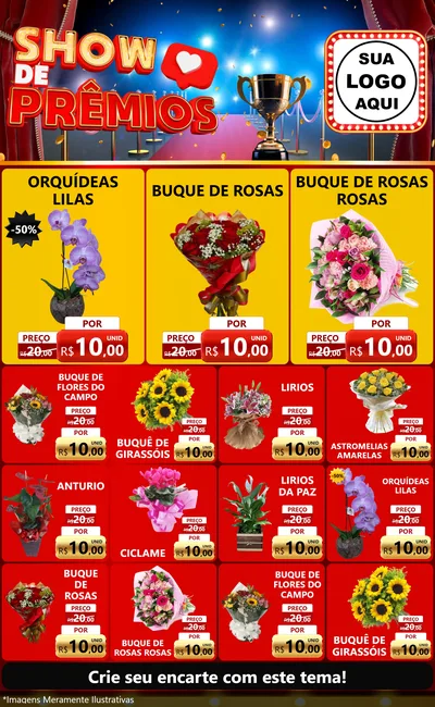 Modelo de Encarte para Encarte Grande com o tema Show de Prêmios para Floricultura e jardim