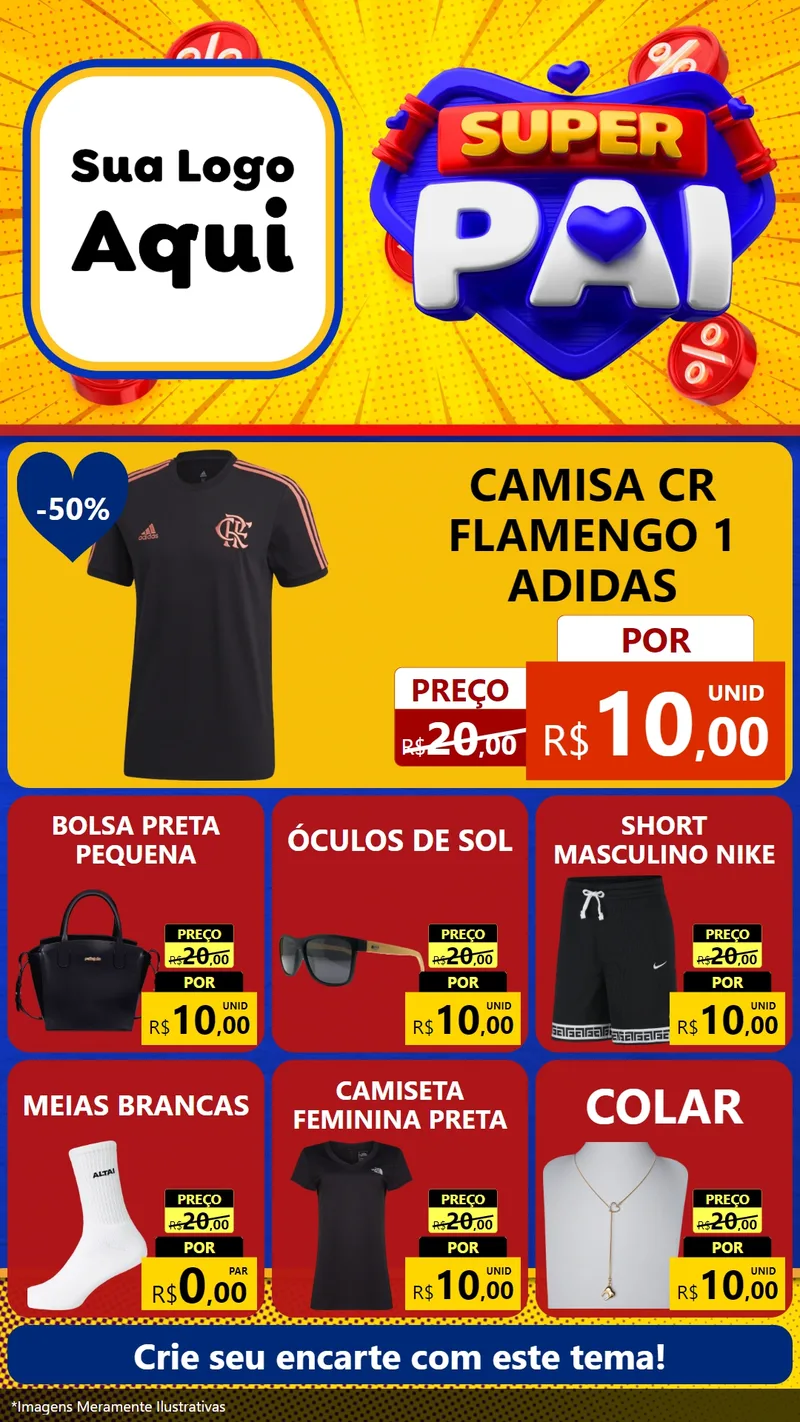 Modelo de Rede Social para Stories com o tema Super Pai para Roupas e acessórios