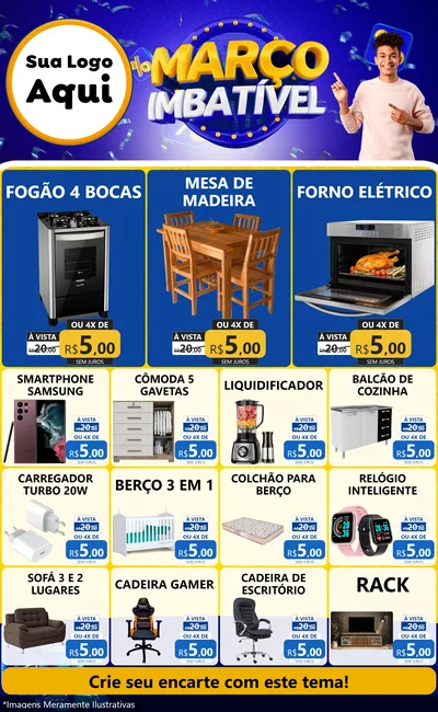 Modelo de Encarte para Encarte Grande com o tema Março Imbatível para Móveis e Eletro