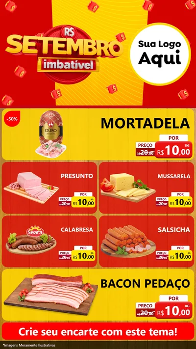Modelo de TV para TV Vertical com o tema Setembro Imbatível para Frios e Laticínios