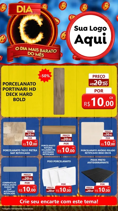 Modelo de Rede Social para Stories com o tema Dia C - O Dia Mais Barato Do Mês para Pisos e revestimentos