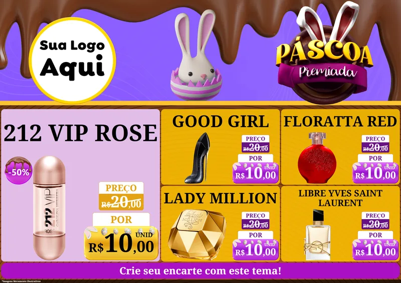 Modelo de Encarte para Encarte A4 Horizontal com o tema Páscoa Premiada para Perfumes