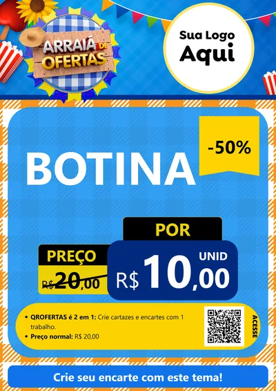 Modelo de Cartaz para Cartaz A4 Vertical com o tema Arraiá de Ofertas para Agropecuária