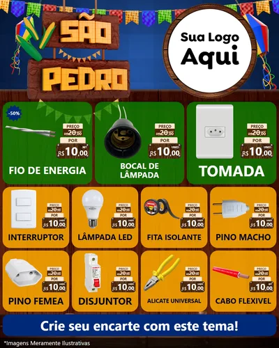 Modelo de Rede Social para Feed Instagram com o tema São Pedro para Materiais Elétricos