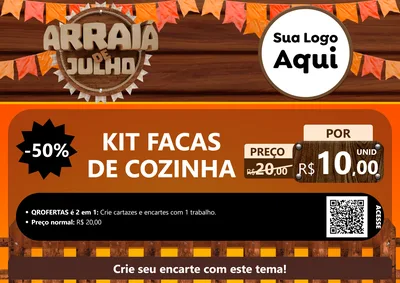 Modelo de Cartaz para Cartaz A4 Horizontal com o tema Arraiá de Julho - Junina para Utilidades Domésticas