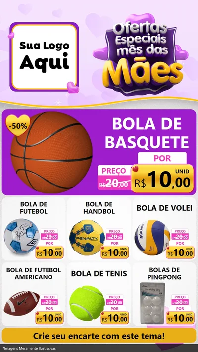 Modelo de Rede Social para Stories com o tema Ofertas Especiais - Mês das Mães para Artigos Esportivos