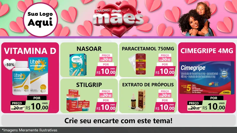 Modelo de TV para TV Horizontal com o tema Dia das Mães para Farmácia