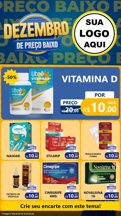 Modelo de Rede Social para Stories com o tema Dezembro de Preço Baixo para Farmácia