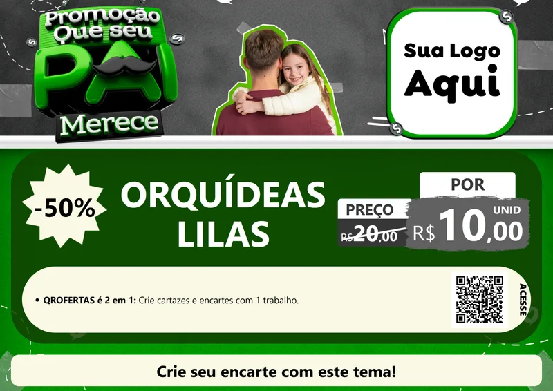 Modelo de Cartaz para Cartaz A4 Horizontal com o tema Promoção Que seu Pai Merece para Floricultura e jardim