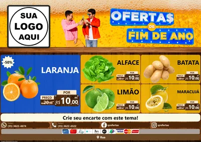 Modelo de Encarte para Encarte A4 Horizontal com o tema Ofertas de Fim de Ano para Hortifrúti