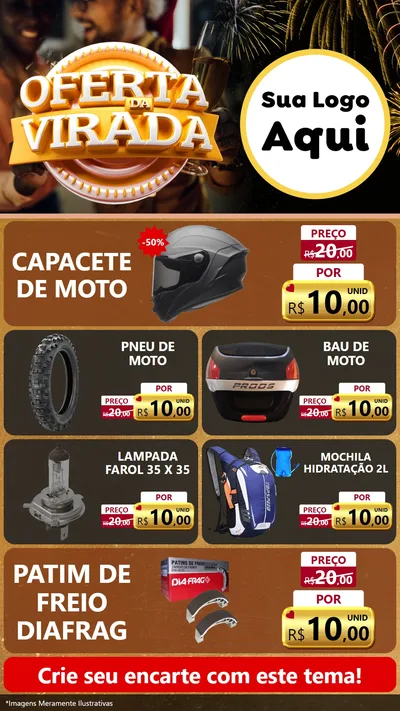 Modelo de TV para TV Vertical com o tema Oferta da Virada para Moto peças