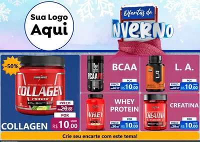 Modelo de Encarte para Encarte A4 Horizontal com o tema Ofertas de Inverno para Suplementos alimentares