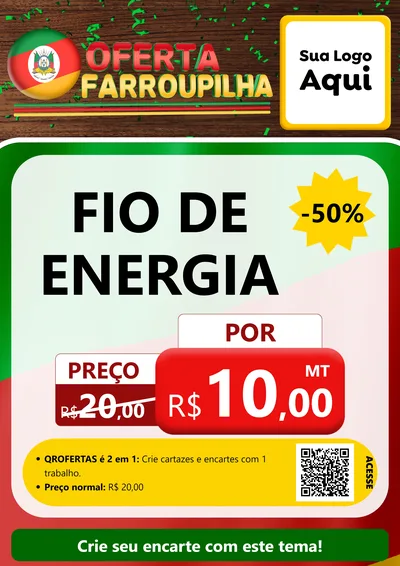 Modelo de Cartaz para Cartaz A4 Vertical com o tema Oferta Farroupilha para Materiais Elétricos