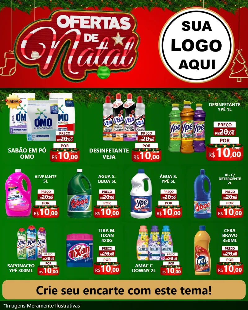 Modelo de Rede Social para Feed Instagram com o tema Ofertas de Natal para Produtos de Limpeza