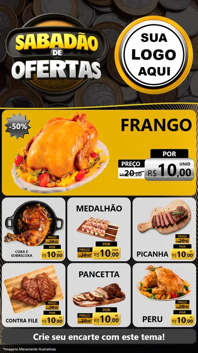Modelo de Rede Social para Stories com o tema Sabadão de Ofertas para Assados