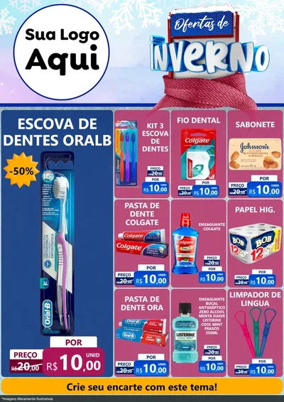 Modelo de Encarte para Encarte A4 Vertical com o tema Ofertas de Inverno para Higiene Pessoal