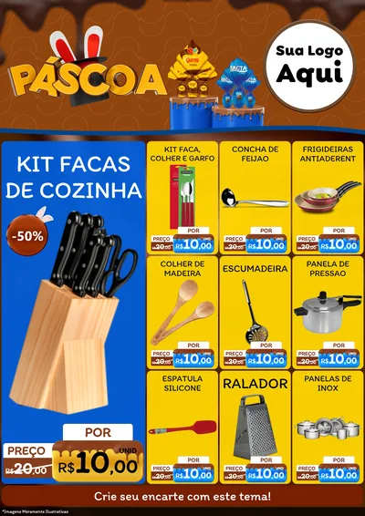 Modelo de Encarte para Encarte A4 Vertical com o tema Páscoa para Utilidades Domésticas