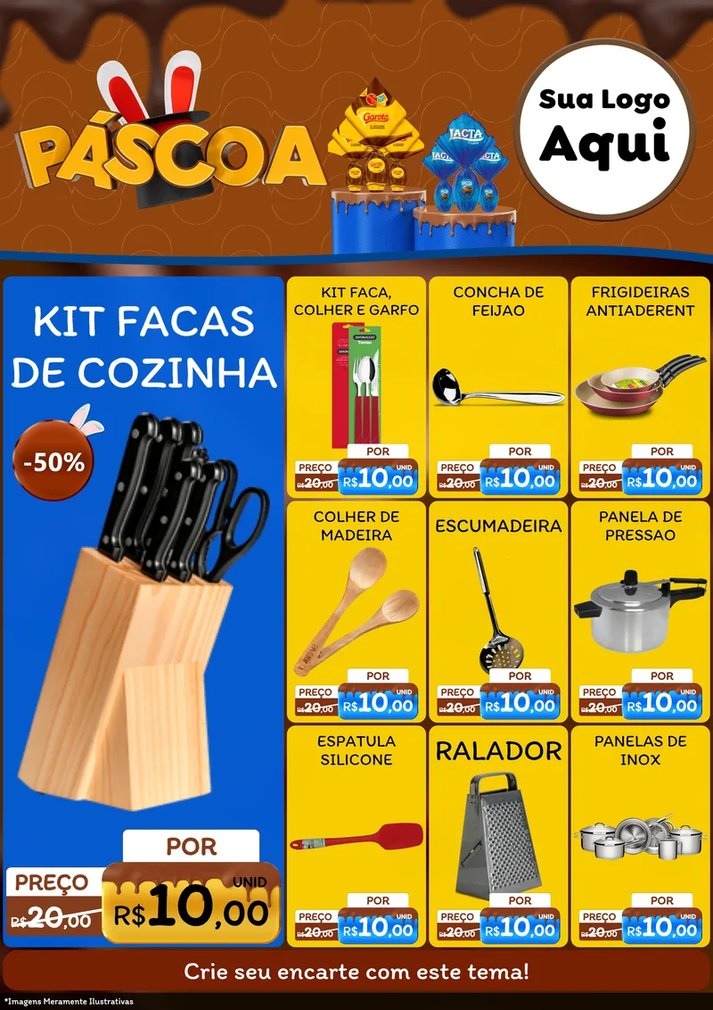 Modelo de Encarte para Encarte A4 Vertical com o tema Páscoa para Utilidades Domésticas