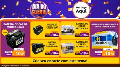Modelo de TV para TV Horizontal com o tema Dia do Cliente para Baterias Elétricas