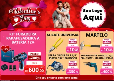 Modelo de Encarte para Encarte A4 Horizontal com o tema Valentine's Day para Maquinas e Ferramentas