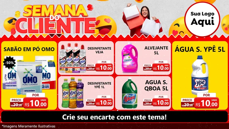 Modelo de TV para TV Horizontal com o tema Semana do Cliente para Produtos de Limpeza