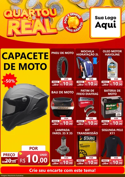 Modelo de Encarte para Encarte A4 Vertical com o tema Quartou do Real para Moto peças