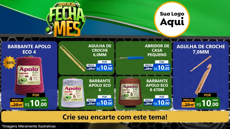 Modelo de TV para TV Horizontal com o tema Operação Fecha Mês para Armarinho e Aviamentos