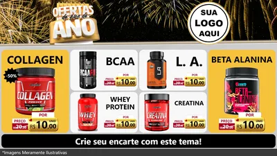 Modelo de TV para TV Horizontal com o tema Ofertas de Fim de Ano para Suplementos alimentares
