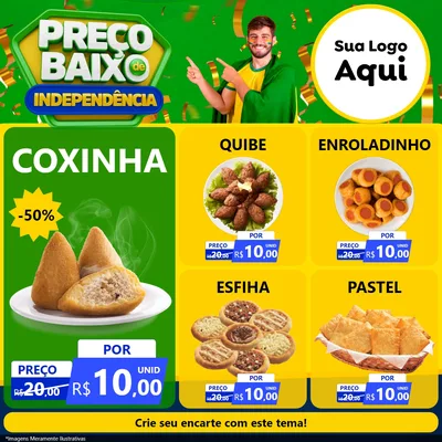 Modelo de Rede Social para Feed Facebook com o tema Preço Baixo de Independência para Salgadaria