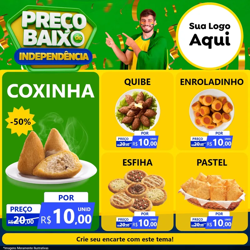 Modelo de Rede Social para Feed Facebook com o tema Preço Baixo de Independência para Salgadaria