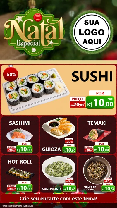 Modelo de Rede Social para Stories com o tema Natal Especial para Comida japonesa