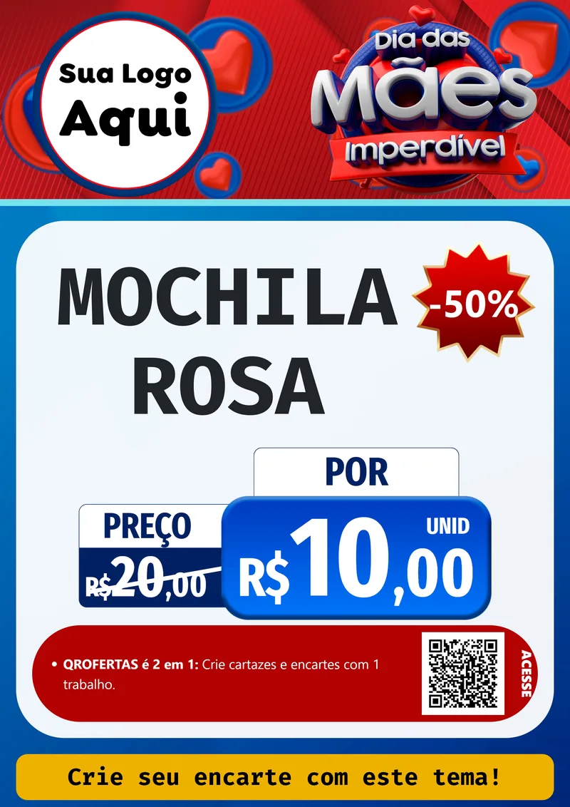 Modelo de Cartaz para Cartaz A4 Vertical com o tema Dia Das Mães Imperdível para Papelaria