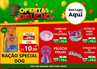 Modelo de Encarte para Encarte A4 Horizontal com o tema Ofertas Semana Do Gaúcho para Pet Shop