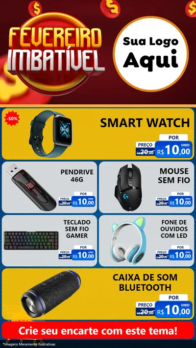 Modelo de TV para TV Vertical com o tema Fevereiro Imbatível para Informática