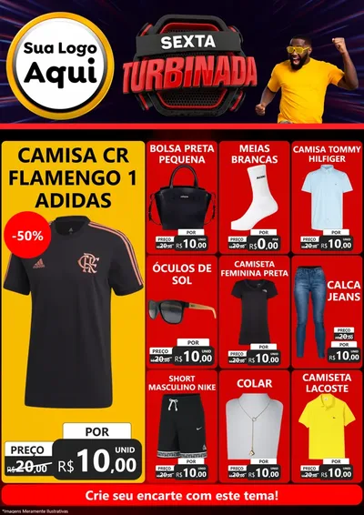 Modelo de Encarte para Encarte A4 Vertical com o tema Sexta Turbinada para Roupas e acessórios