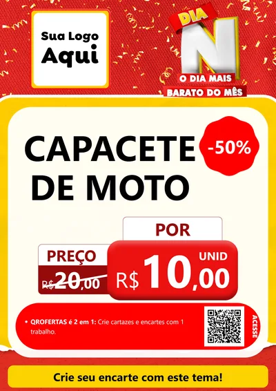 Modelo de Cartaz para Cartaz A4 Vertical com o tema Dia N o Dia Mais Barato do Mês para Moto peças