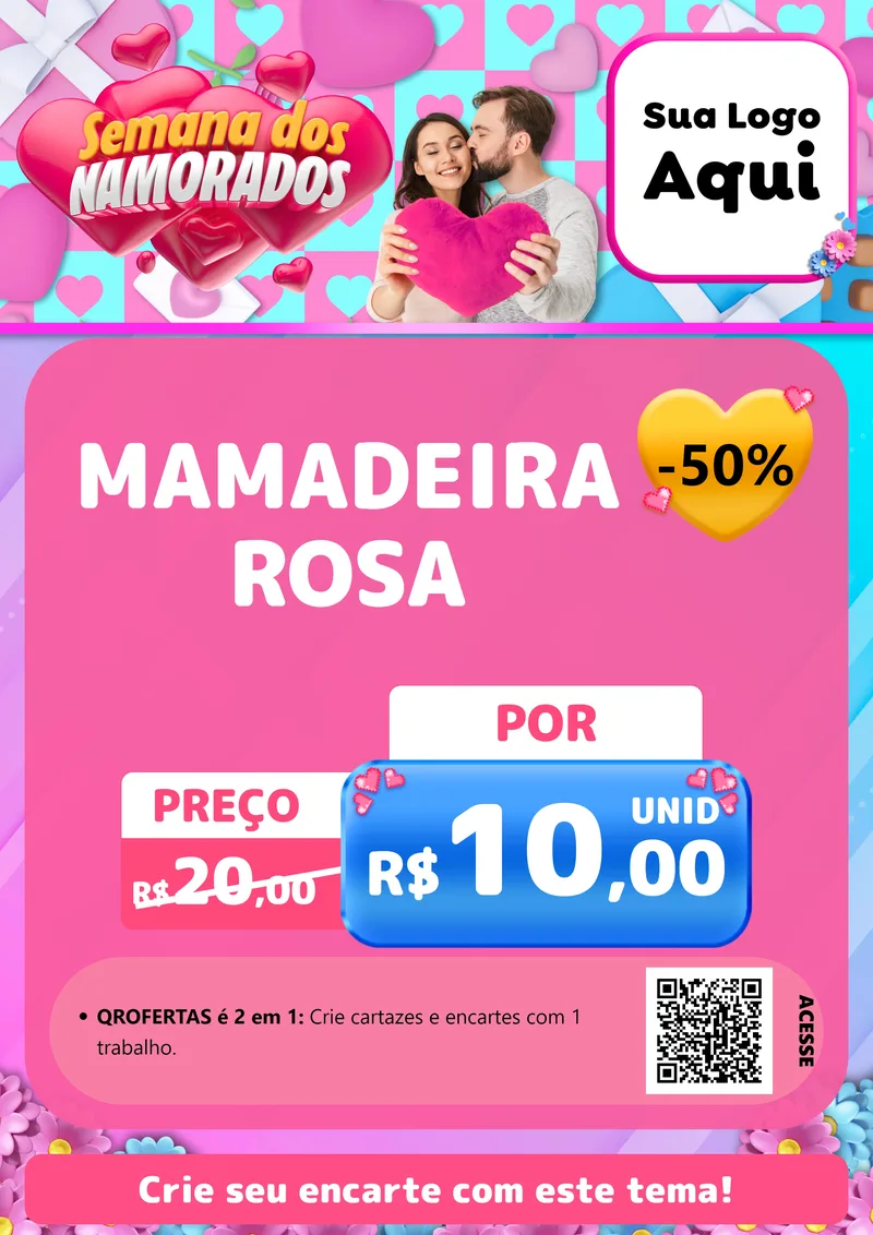 Modelo de Cartaz para Cartaz A4 Vertical com o tema Semana dos Namorados para Bebês