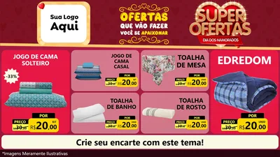 Modelo de TV para TV Horizontal com o tema Dia dos Namorados para Cama, Mesa e Banho