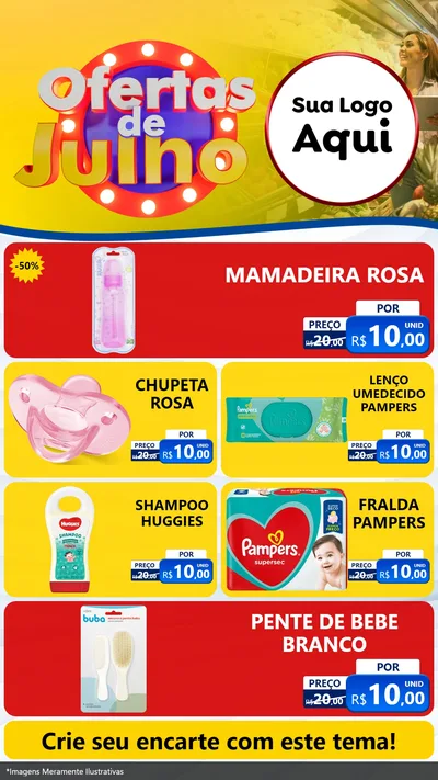 Modelo de TV para TV Vertical com o tema Ofertas de Julho para Bebês