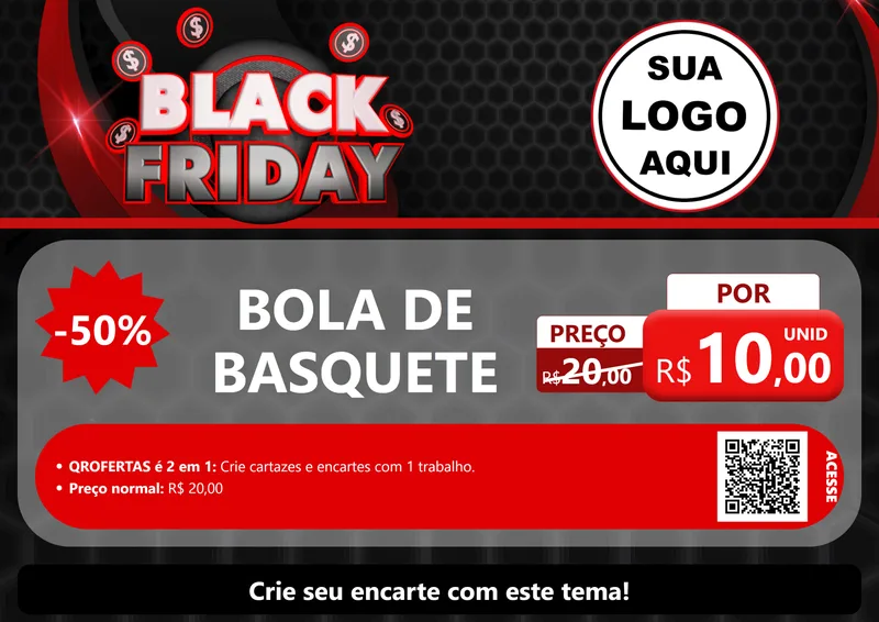 Modelo de Cartaz para Cartaz A4 Horizontal com o tema Black Friday para Artigos Esportivos