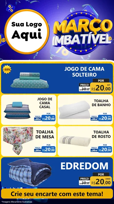 Modelo de TV para TV Vertical com o tema Março Imbatível para Cama, Mesa e Banho