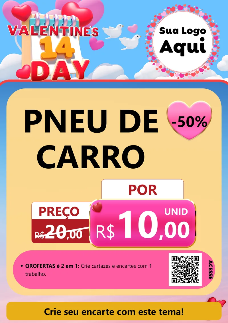 Modelo de Cartaz para Cartaz A4 Vertical com o tema Valentine's Day para Auto peças