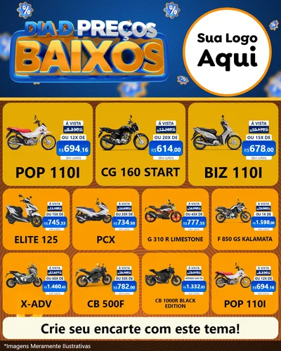Modelo de Rede Social para Feed Instagram com o tema Dia D Preço Baixo para Concessionaria de Motos