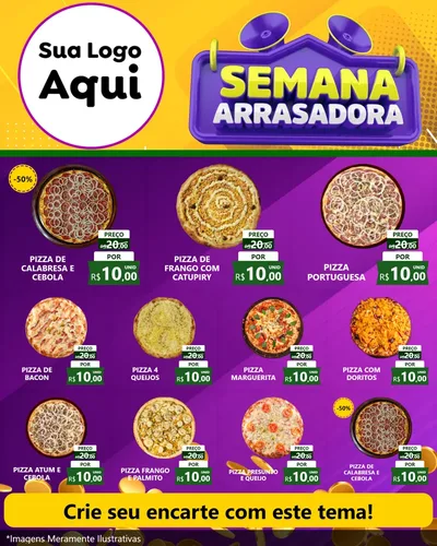 Modelo de Rede Social para Feed Instagram com o tema Semana Arrasadora para Pizzaria