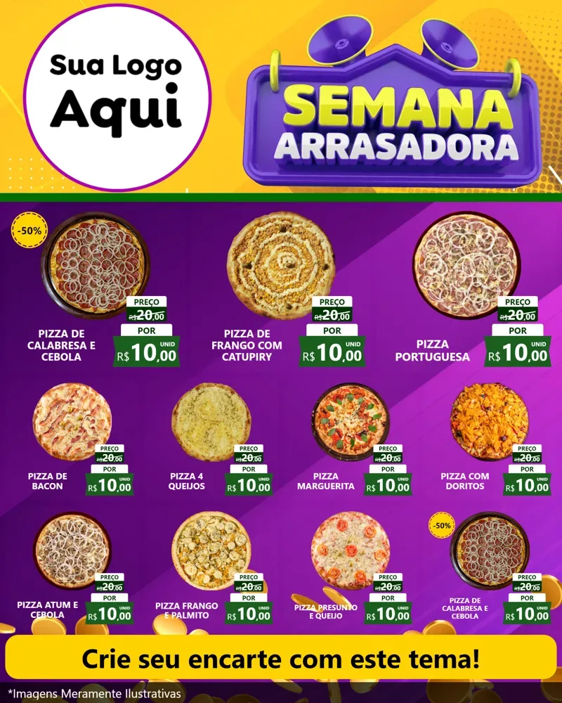 Modelo de Rede Social para Feed Instagram com o tema Semana Arrasadora para Pizzaria