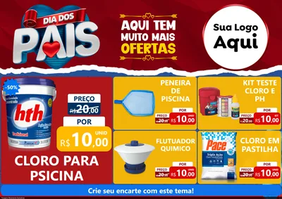 Modelo de Encarte para Encarte A4 Horizontal com o tema Dia dos Pais para Produtos para Piscina