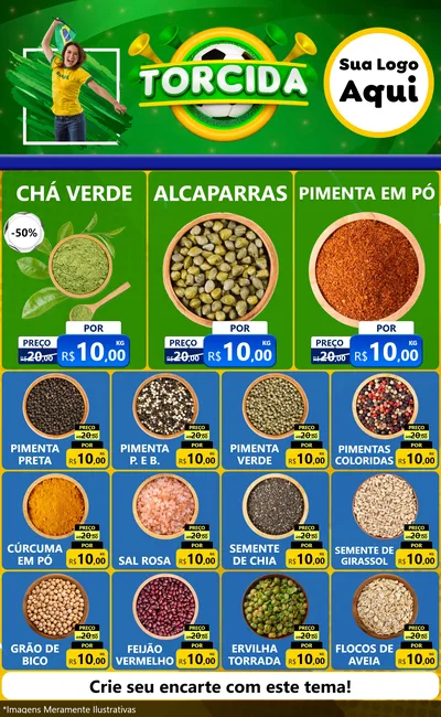 Modelo de Encarte para Encarte Grande com o tema Torcida para Produtos Naturais