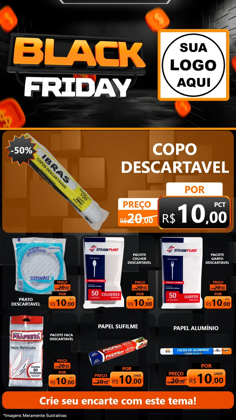 Modelo de Rede Social para Stories com o tema Black Friday para Embalagens