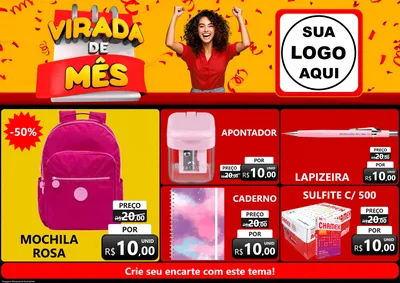 Modelo de Encarte para Encarte A4 Horizontal com o tema Virada de Mês para Papelaria